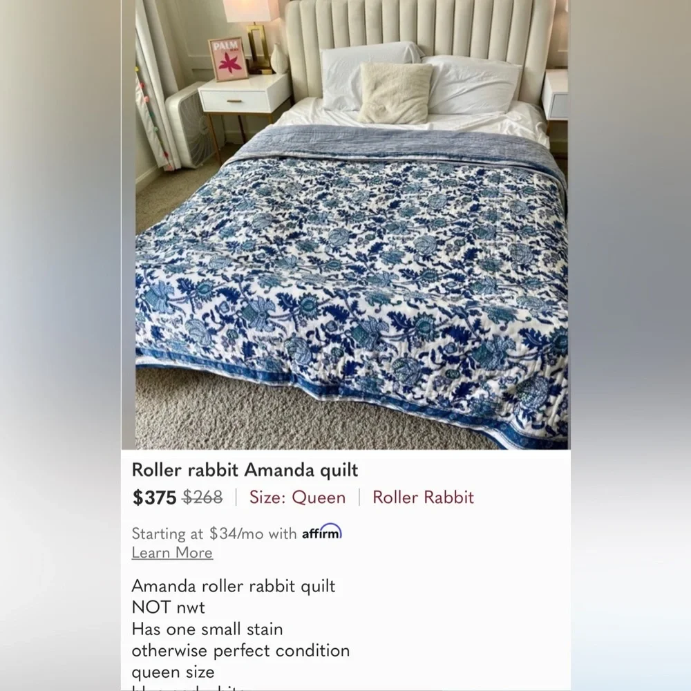 🤩🤩2PCS NWT Roller Rabbit Amanda Queen Size Quilt Sage 100% Cotton (MSRP $420)